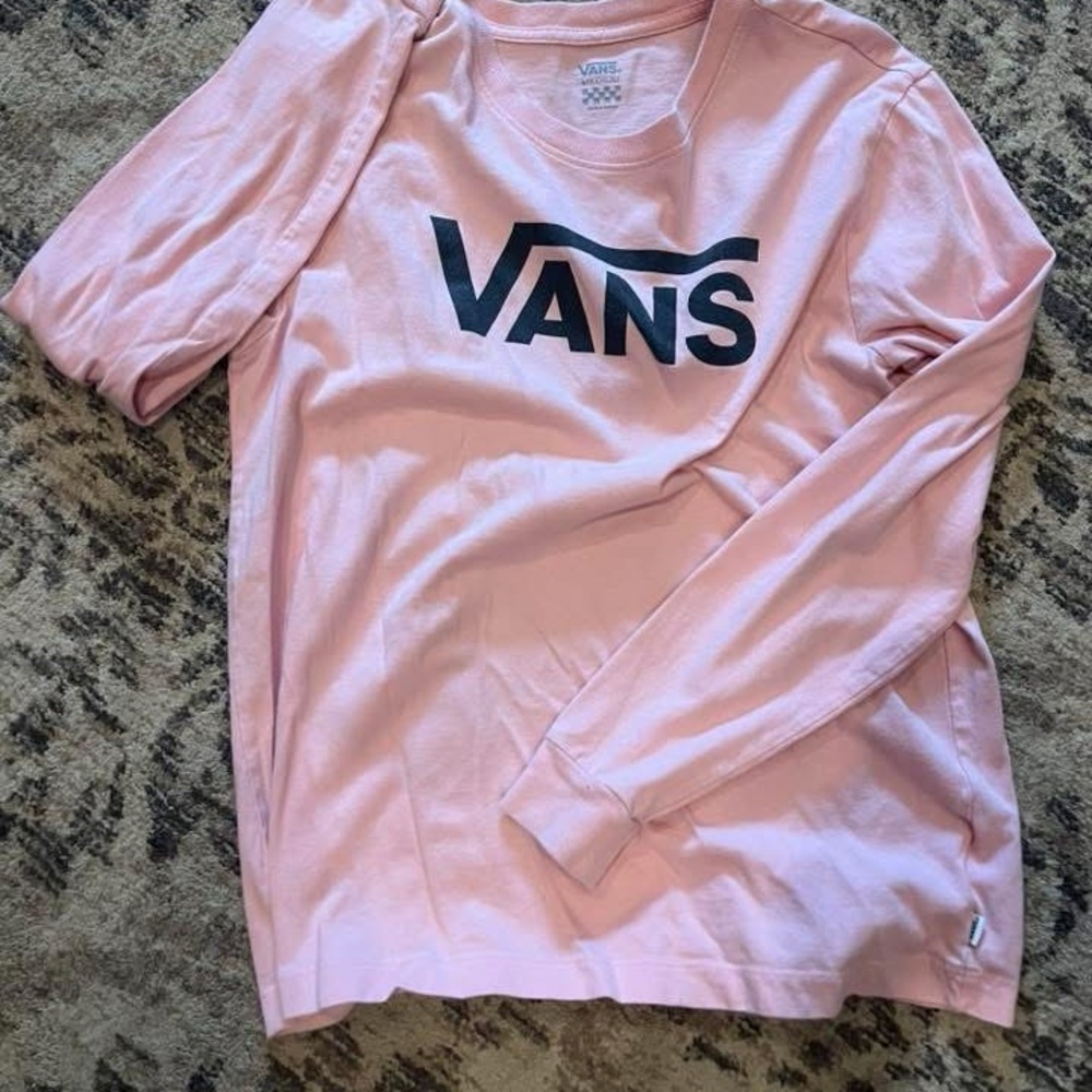 Vans Pink Long Sleeve Logo Tee with Black Graphic